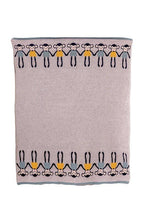 Grey Knitted Cotton Blanket with Colorful Monkeys