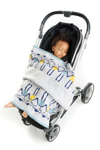 Grey Knitted Cotton Blanket with Colorful Monkeys