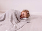 Grey Knitted Cotton Blanket with Sequins