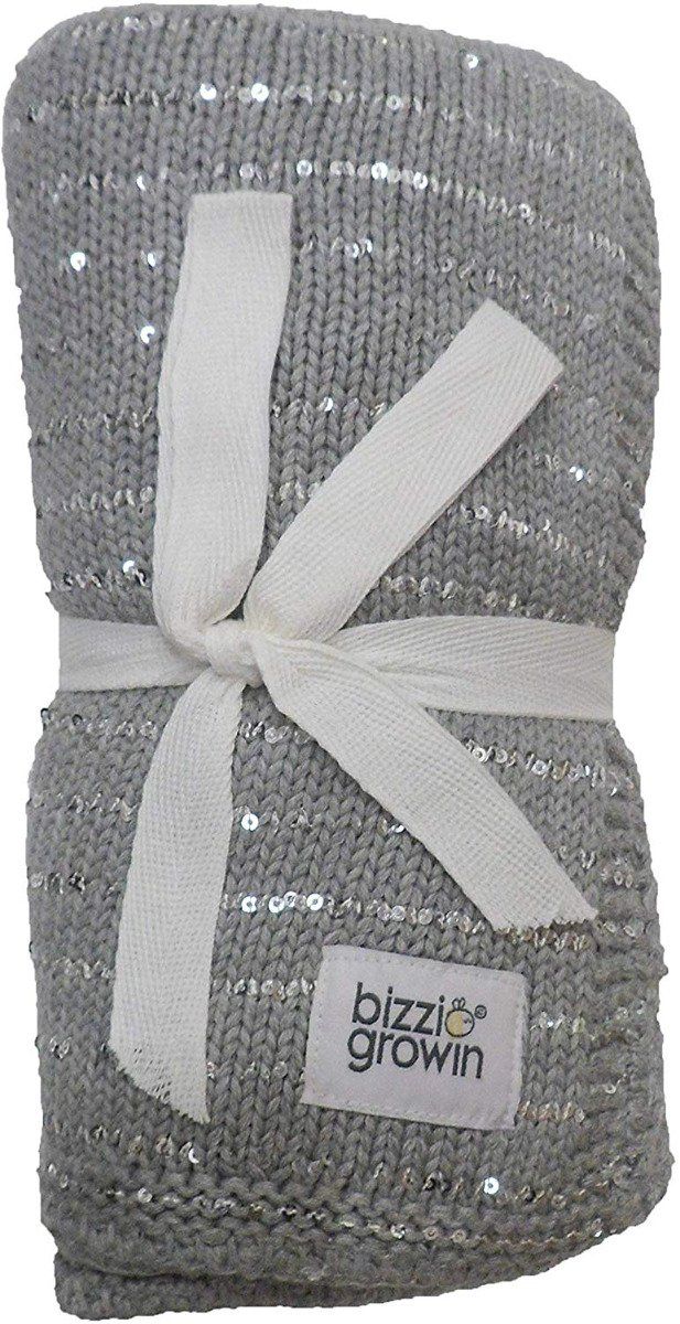Grey Knitted Cotton Blanket with Sequins