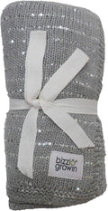 Grey Knitted Cotton Blanket with Sequins