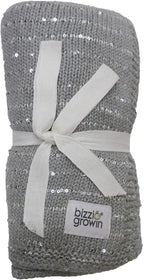 Grey Knitted Cotton Blanket with Sequins