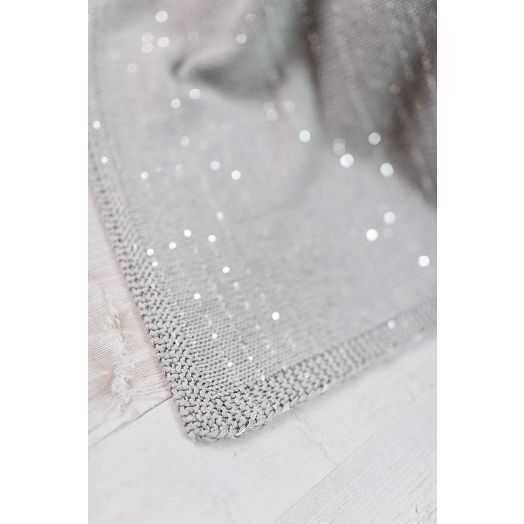 Grey Knitted Cotton Blanket with Sequins