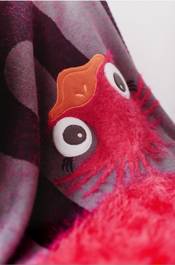 Pink and Grey Ostrich Knitted Cotton Blanket