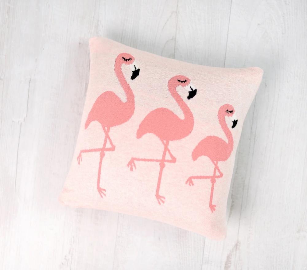 Pink Flamingo Cotton Decorative Pillow