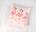 Pink Flamingo Cotton Decorative Pillow