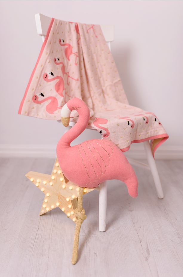 Decorative Pillow Pink/Gold Flamingo