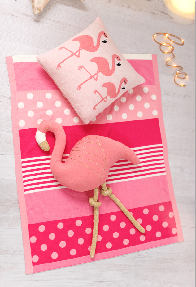 Decorative Pillow Pink/Gold Flamingo