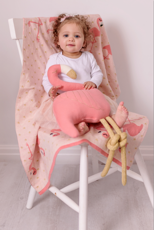 Decorative Pillow Pink/Gold Flamingo