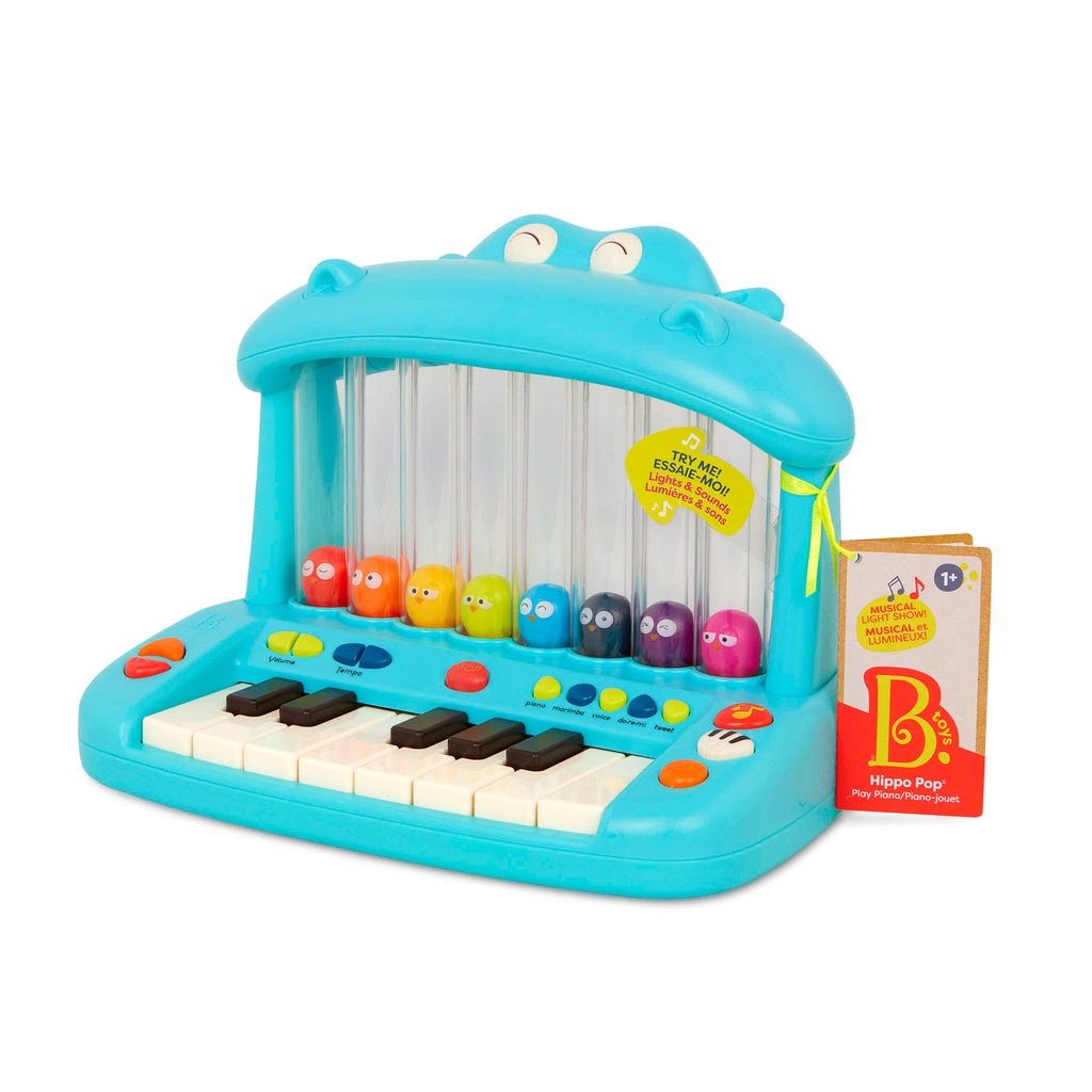 Pian muzical interactiv Hipopotam  cu lumini si 8 pasari saltarete, peste 12 luni