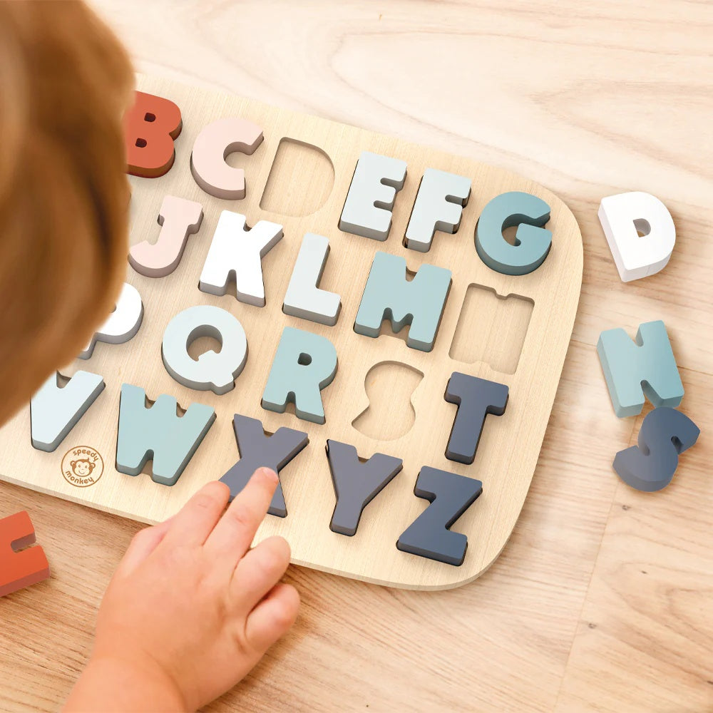 Puzzle Alfabet din lemn, Speedy Monkey