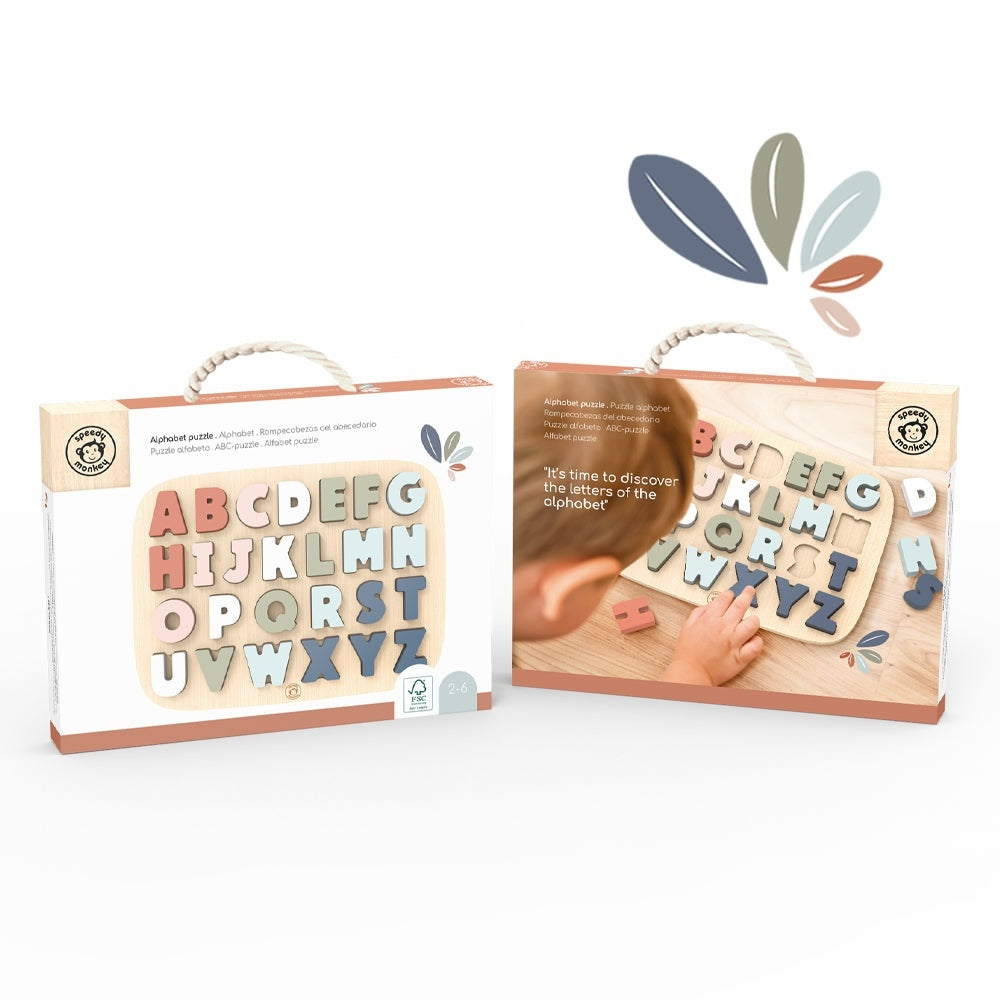 Puzzle Alfabet din lemn, Speedy Monkey