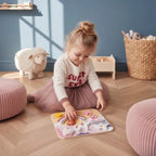 Speedy Monkey Puzzle cu unicorn din lemn incastru 8 piese personaje de basm din lemn certificat FSC 12 luni+