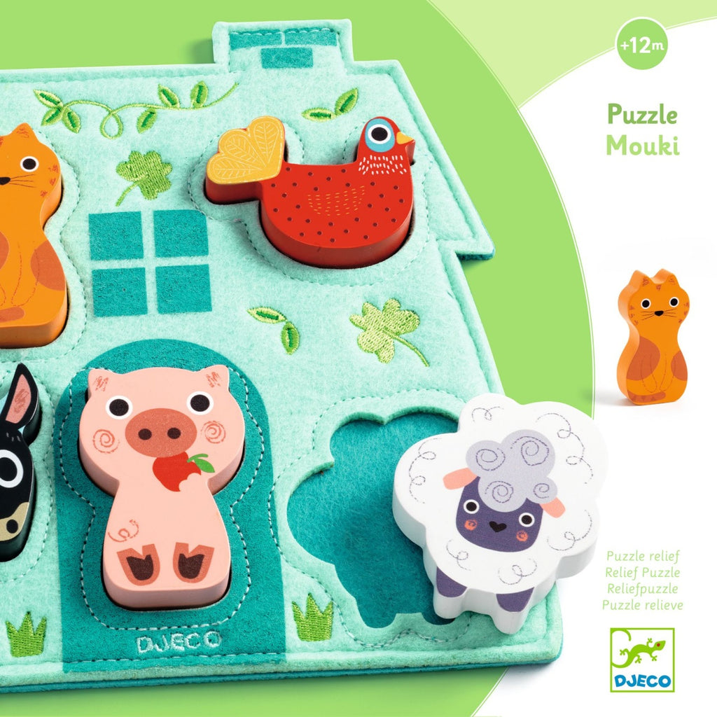 Puzzle din lemn cu baza din fetru, Djeco