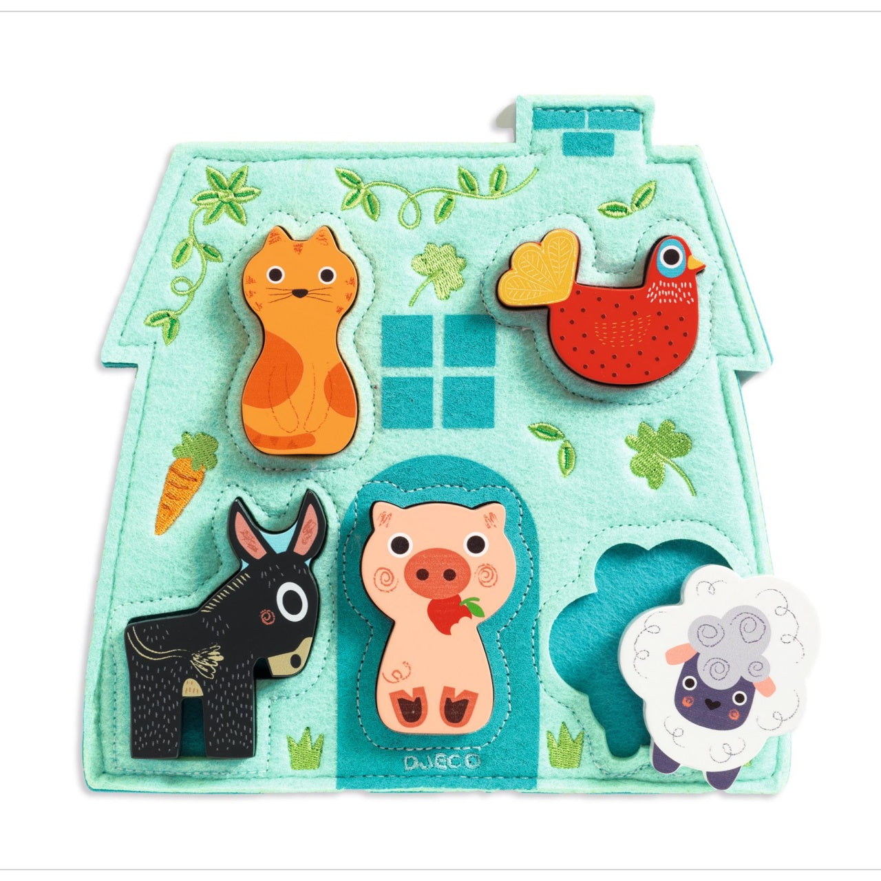 Puzzle din lemn cu baza din fetru, Djeco