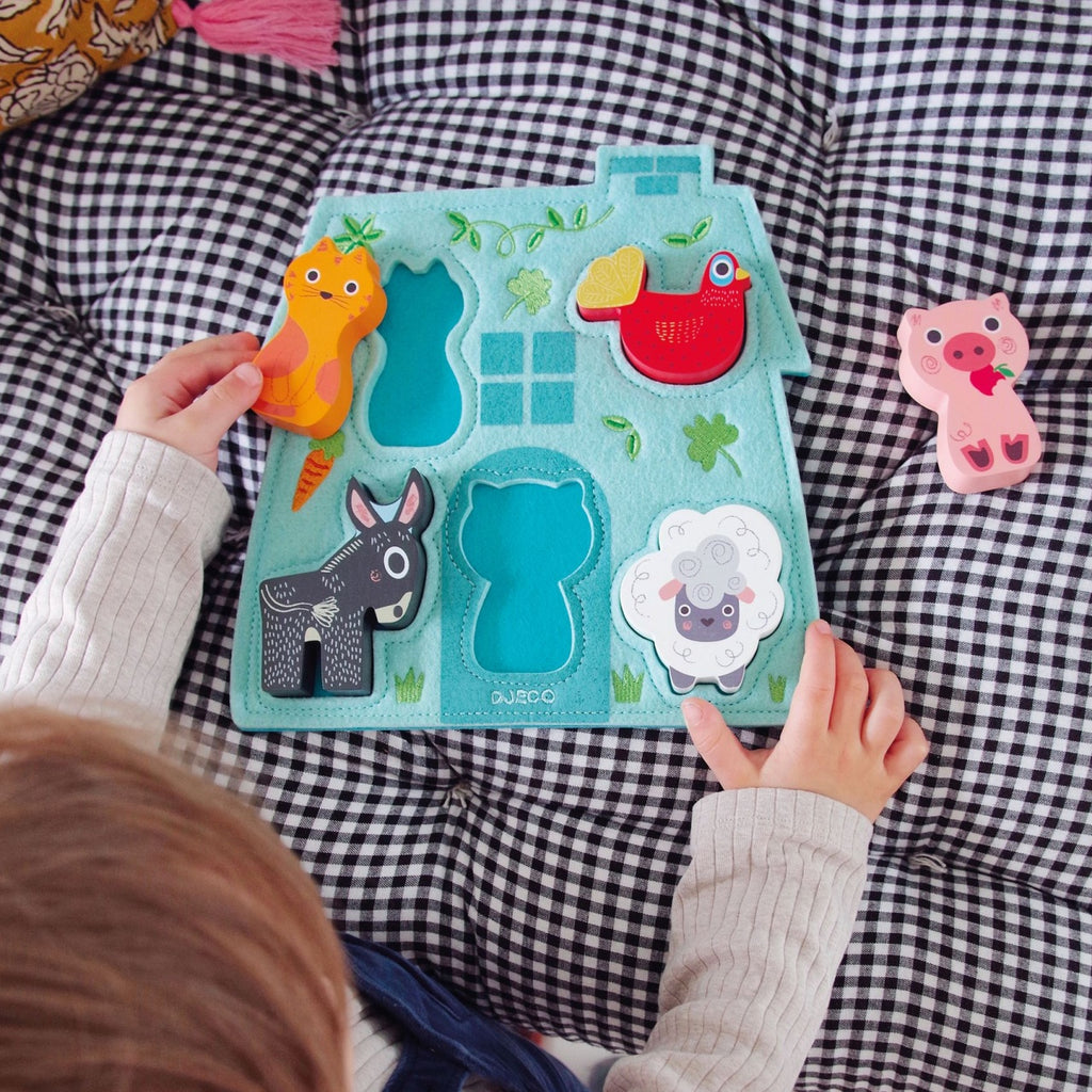 Puzzle din lemn cu baza din fetru, Djeco