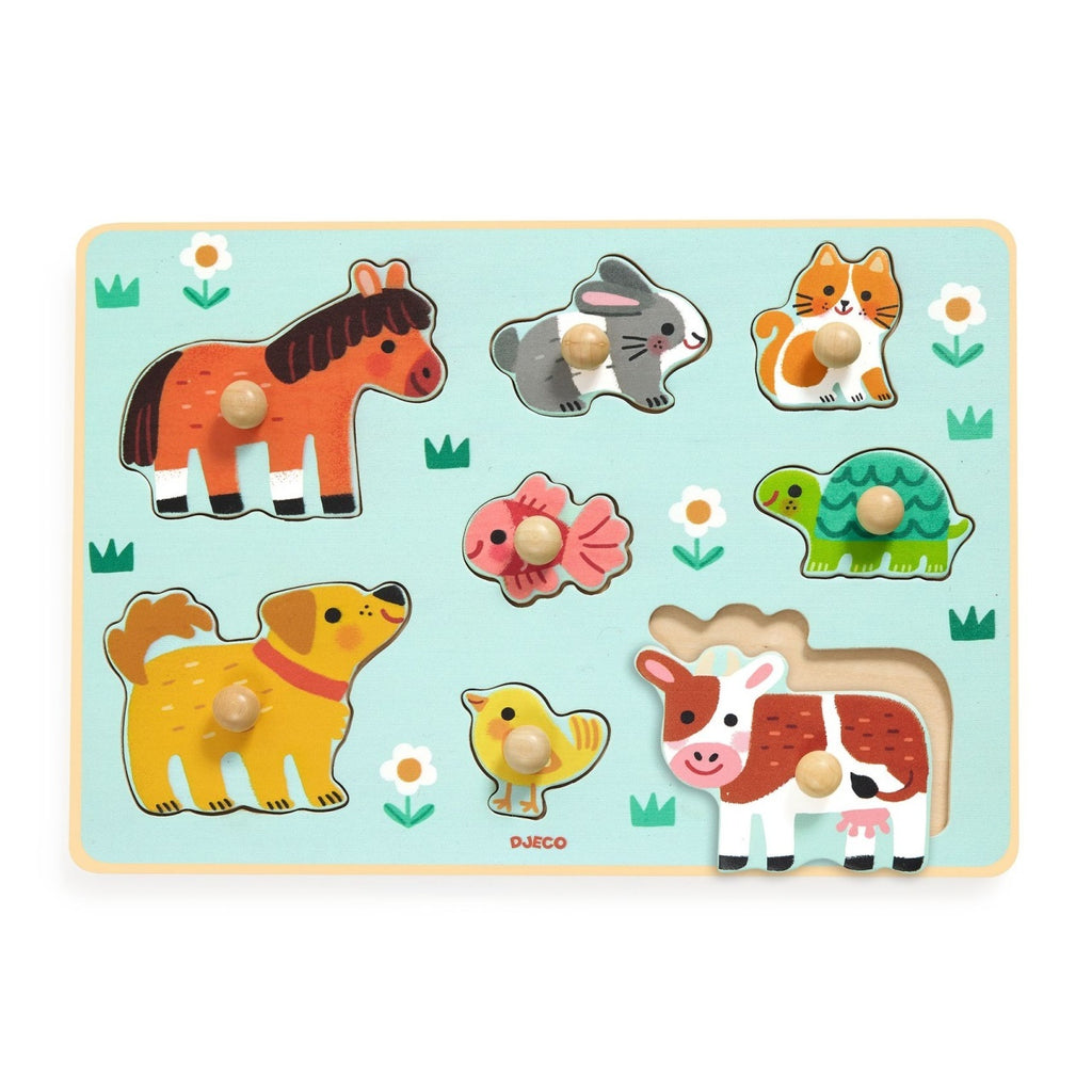 Puzzle din lemn cu butoni, Djeco