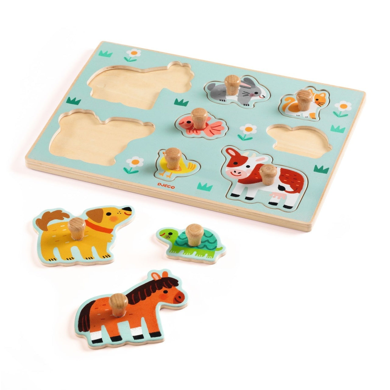 Puzzle din lemn cu butoni, Djeco