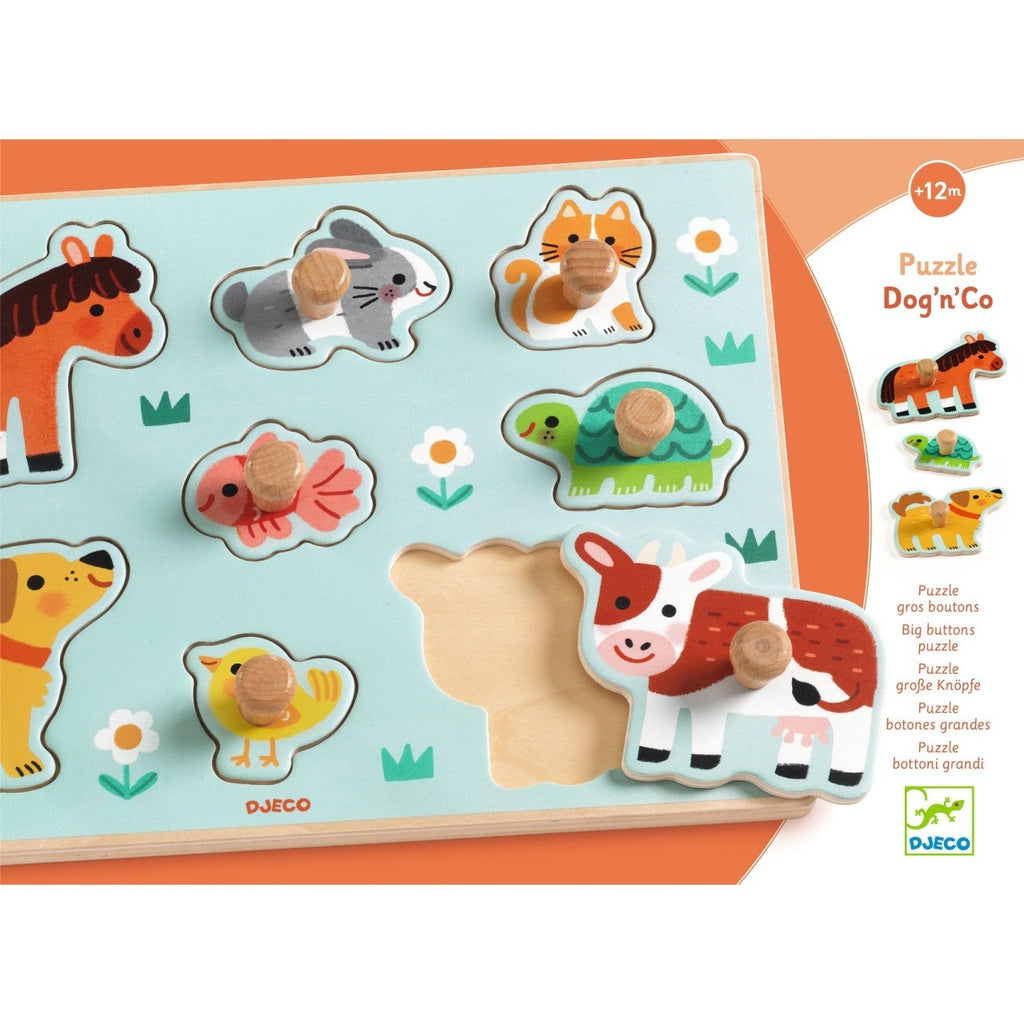 Puzzle din lemn cu butoni, Djeco
