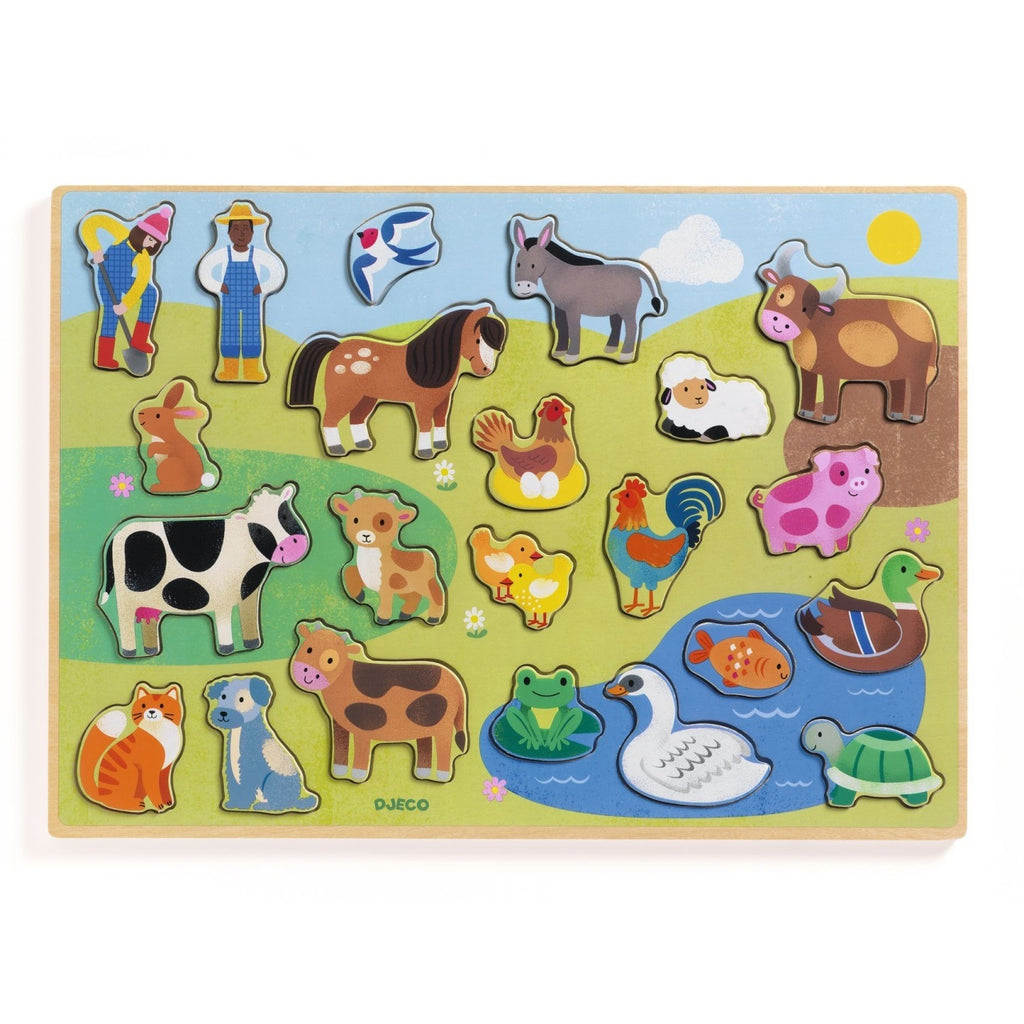 Puzzle din lemn Ferma, Djeco