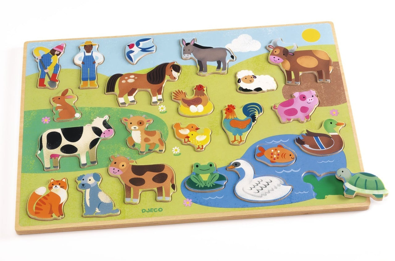 Puzzle din lemn Ferma, Djeco