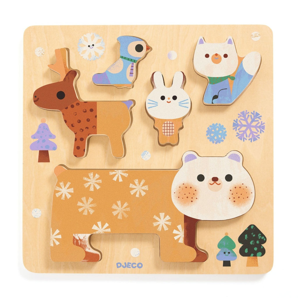 Puzzle lemn animale simpatice, Djeco
