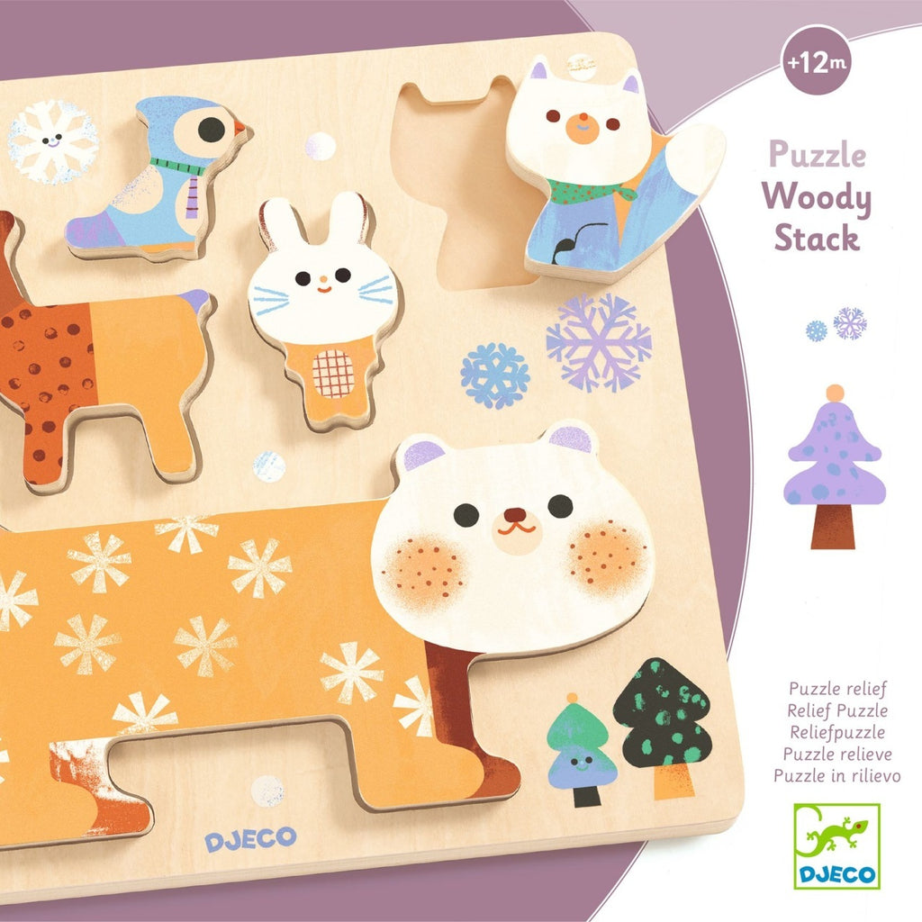 Puzzle lemn animale simpatice, Djeco