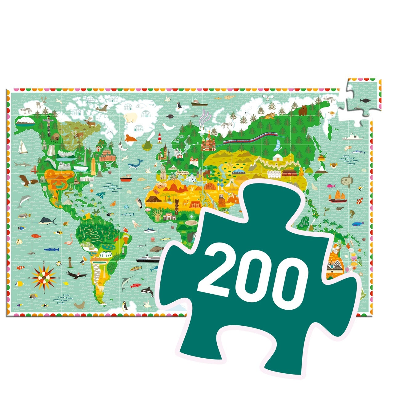 Puzzle observatie In jurul lumii, Djeco