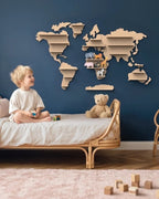 Speedy Monkey Raft din lemn Harta lumii cu 6 animale africane, lemn certificat FSC, 3 ani+