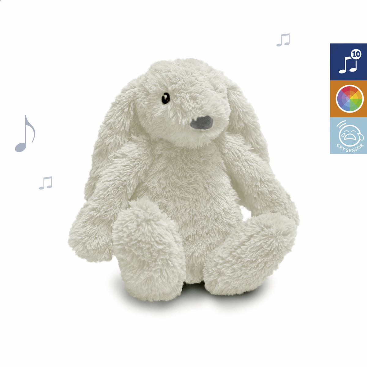 Zazu Kids Iepurasul RO cu dispozitiv lumina si sunet Alb, lampa de veghe multicolora de la nastere