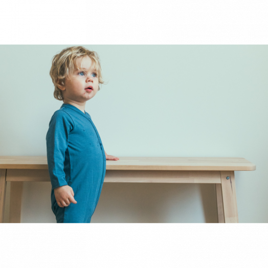 Long-Sleeved Bamboo Bodysuit, Marine 62-68