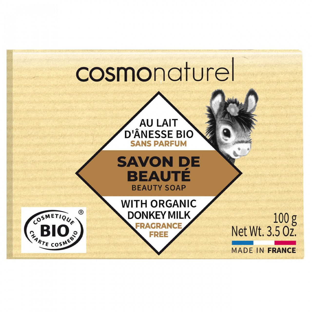Organic Donkey Milk and Shea Butter Soap, Fragrance-Free 100 g COSMO NATUREL