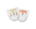 Kit and Kin Scutece mărimea 4, 9-14 kg, 32 buc, miez absorbant cu pulpă de lemn, model tigru și vulpe