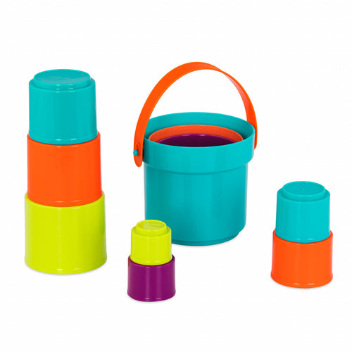 Battat Set 10 cesti stivuire plaja si nisip plastic, multicolor, peste 18 luni, reglementari CE