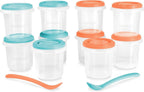 Set 10 recipiente ermetice gradate cu 2 lingurite Miniland Mediteranean 200 ml