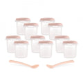 Set 10 recipiente ermetice gradate cu 2 lingurite Miniland Candy 200 ml
