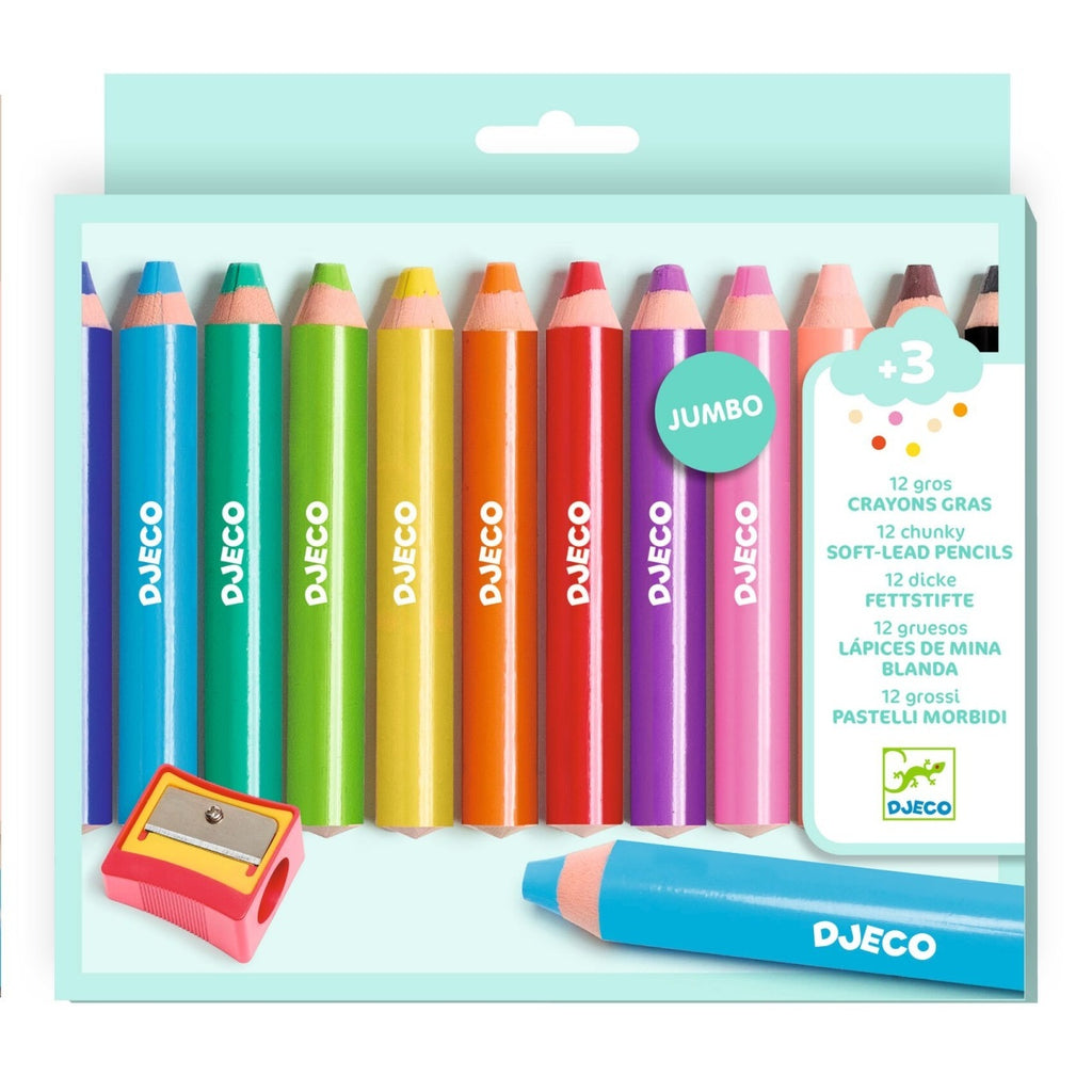 Set 12 creioane colorate cu ascutitoare, Djeco
