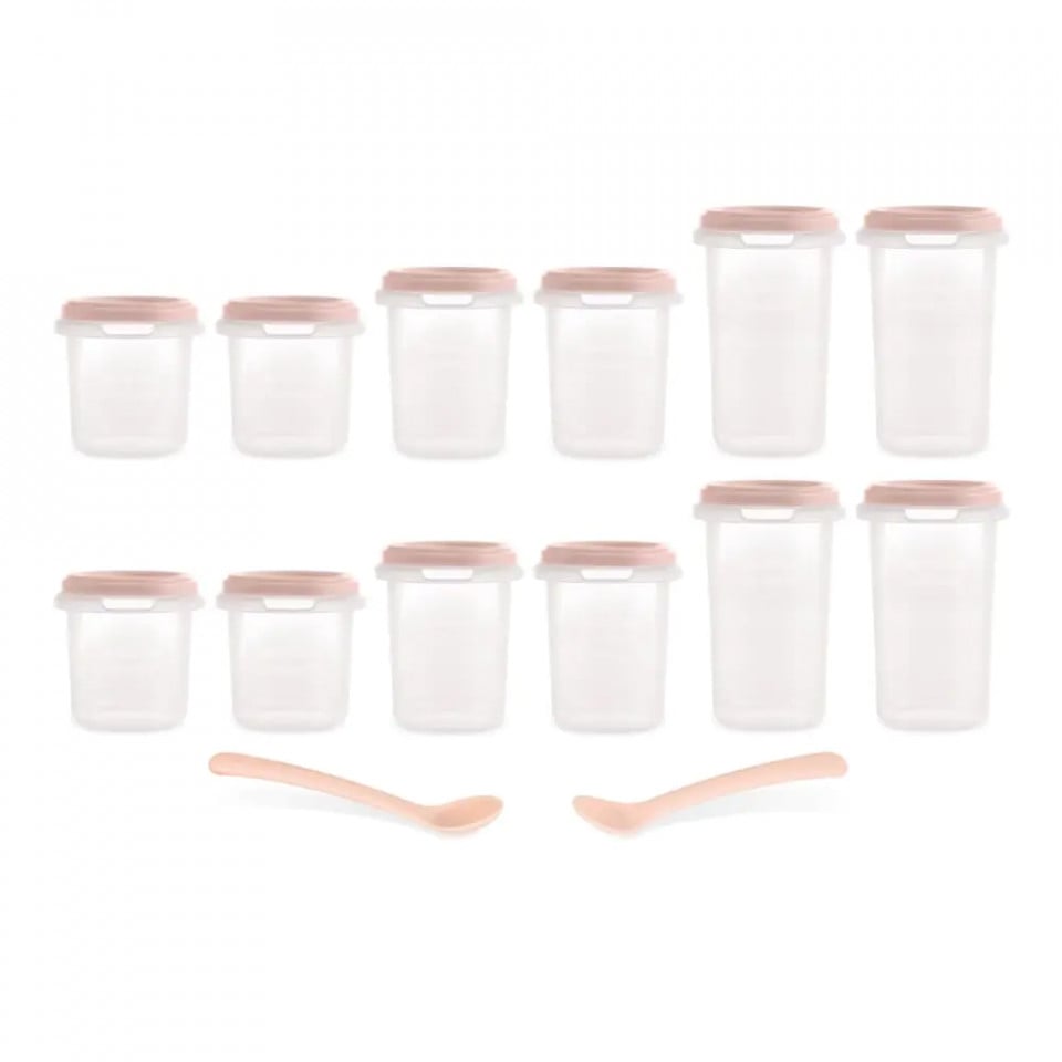 Set 12 recipiente gradate cu 2 lingurite Miniland Terra 200, 250 si 330 ml