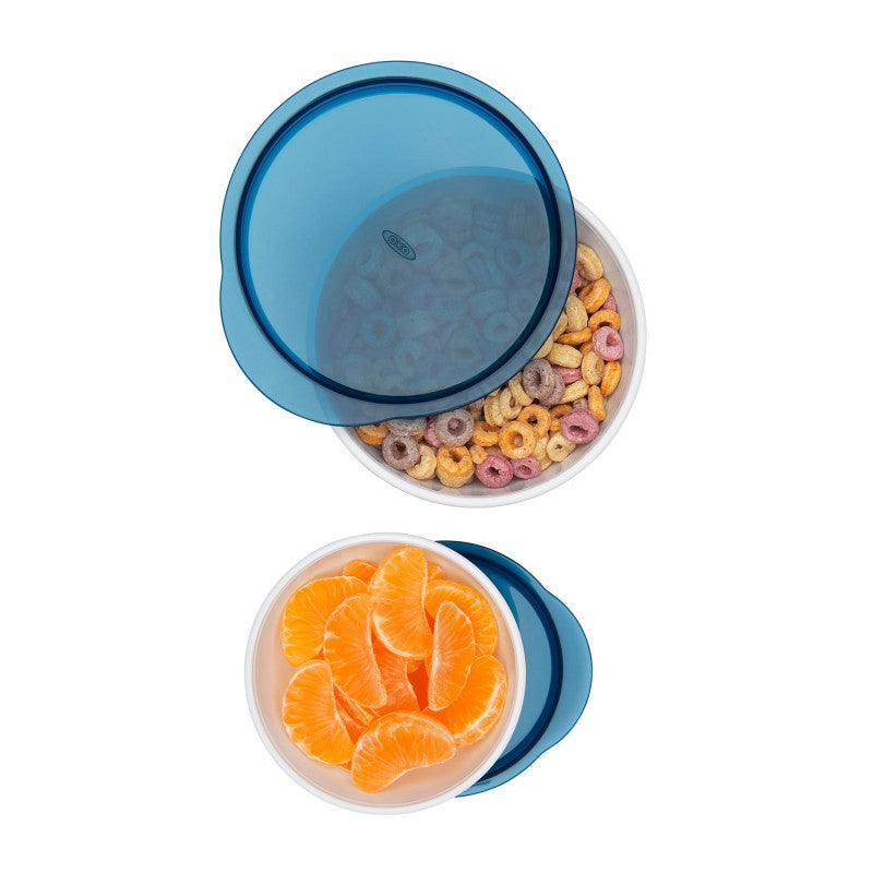 Set of 2 Food Bowls with Lid Navy 200 & 360 ml