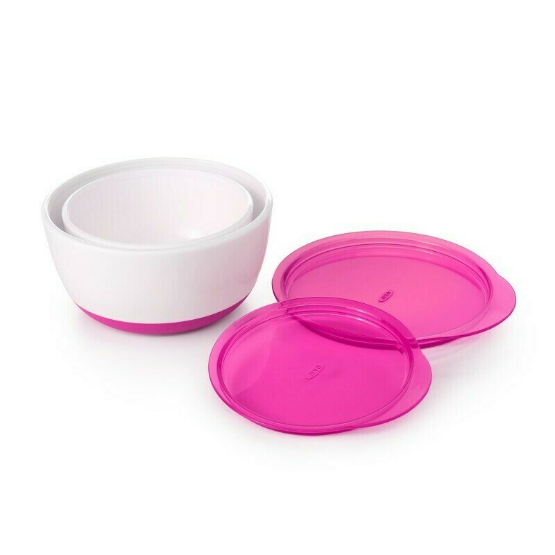 Set 2 Boluri Alimentare cu Capac Roz 200 & 360 ml