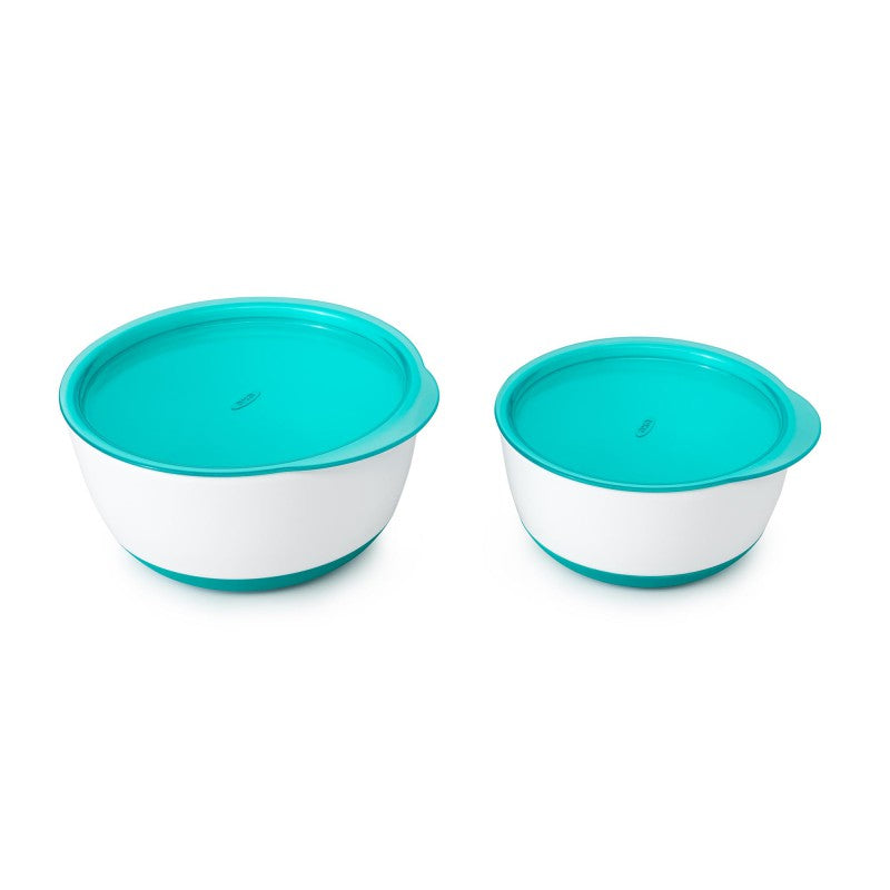 Set of 2 Food Bowls with Lid Teal 200 & 360 ml