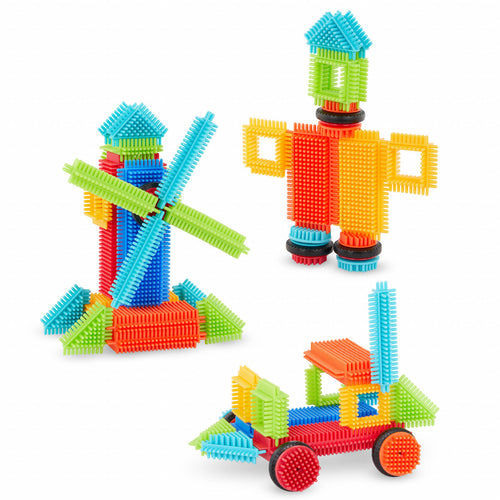 Battat Set 36 cuburi de construit multicolore din plastic, forme geometrice, peste 2 ani, CE