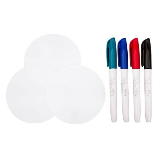 Set of 4 Markers + 3 Laminated Discs for Creative Bowl
