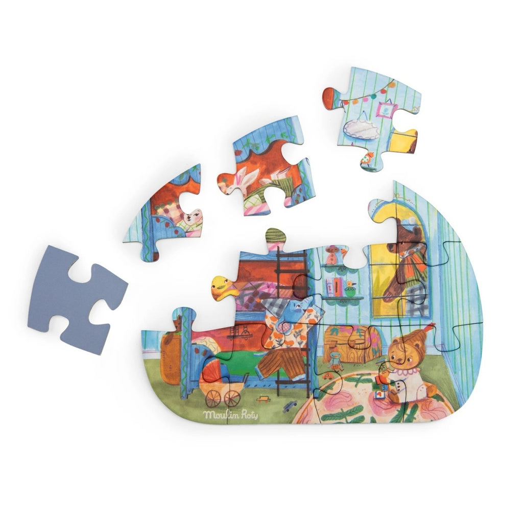 Set 4 mini puzzle-uri O zi perfecta, Moulin Roty