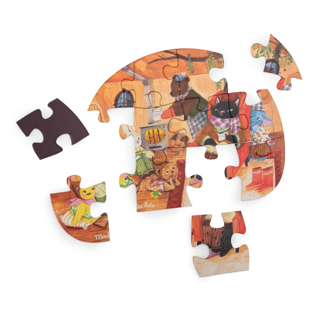 Set 4 mini puzzle-uri O zi perfecta, Moulin Roty