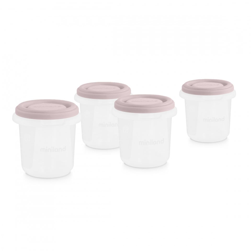 Set of 4 Miniland Terra Blush Graduated Containers 200 ml