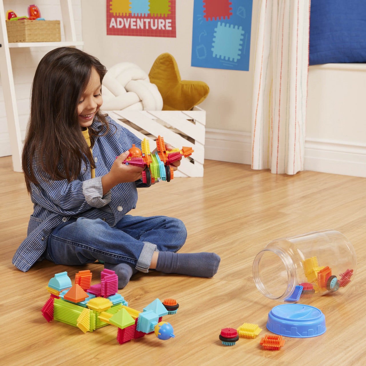 Set 80 cuburi de construit albastru Battat