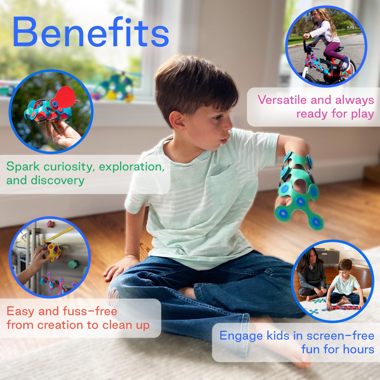Set Clixo de construit cu magnet, Itsy pack Blue-Green 18
