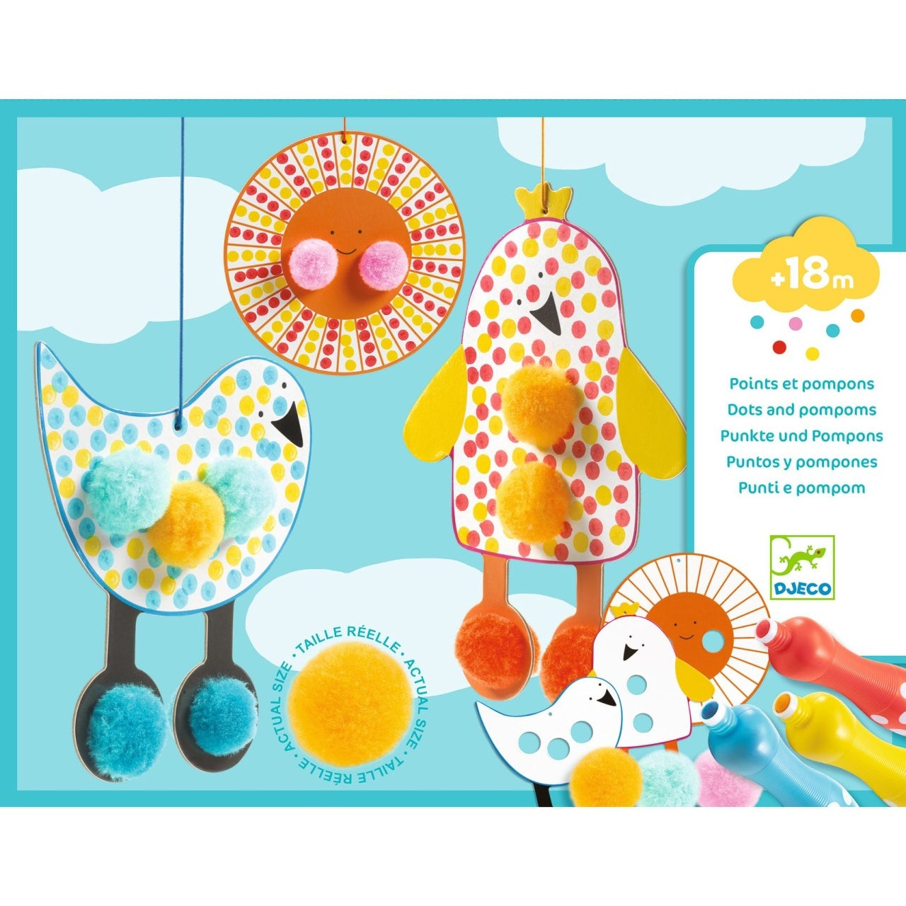 Set creativ de colorat cu pompoane si buline, Djeco