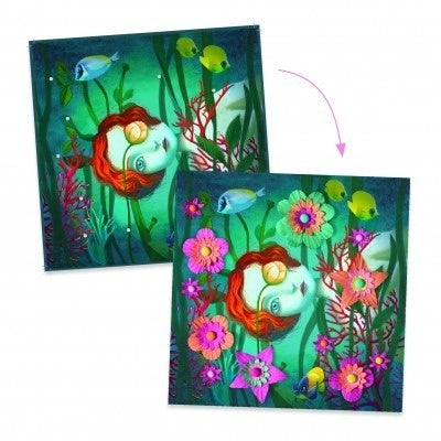 Set creativ Portrete cu flori din hartie, Djeco